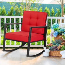 Load image into Gallery viewer, Gymax Outdoor Wicker Rocking Chair Patio Lawn Rattan Single Chair Glider w/ Red Cushion