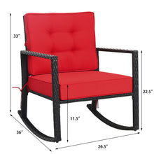 Load image into Gallery viewer, Gymax Outdoor Wicker Rocking Chair Patio Lawn Rattan Single Chair Glider w/ Red Cushion