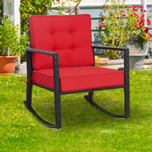 Load image into Gallery viewer, Gymax Outdoor Wicker Rocking Chair Patio Lawn Rattan Single Chair Glider w/ Red Cushion