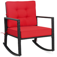 Load image into Gallery viewer, Gymax Outdoor Wicker Rocking Chair Patio Lawn Rattan Single Chair Glider w/ Red Cushion