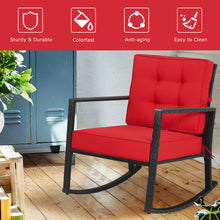Load image into Gallery viewer, Gymax Outdoor Wicker Rocking Chair Patio Lawn Rattan Single Chair Glider w/ Red Cushion