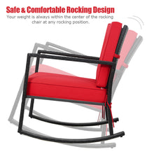 Load image into Gallery viewer, Gymax Outdoor Wicker Rocking Chair Patio Lawn Rattan Single Chair Glider w/ Red Cushion