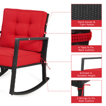 Load image into Gallery viewer, Gymax Outdoor Wicker Rocking Chair Patio Lawn Rattan Single Chair Glider w/ Red Cushion