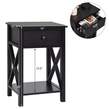 Load image into Gallery viewer, Gymax Set of 2 Nightstand Sofa Side End Table X-Design w/ Shelf Drawer Brown