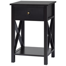 Load image into Gallery viewer, Gymax Set of 2 Nightstand Sofa Side End Table X-Design w/ Shelf Drawer Brown