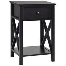 Load image into Gallery viewer, Gymax Set of 2 Nightstand Sofa Side End Table X-Design w/ Shelf Drawer Brown