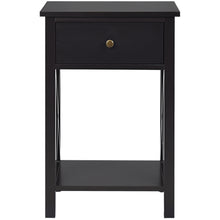Load image into Gallery viewer, Gymax Set of 2 Nightstand Sofa Side End Table X-Design w/ Shelf Drawer Brown