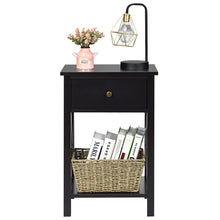 Load image into Gallery viewer, Gymax Set of 2 Nightstand Sofa Side End Table X-Design w/ Shelf Drawer Brown