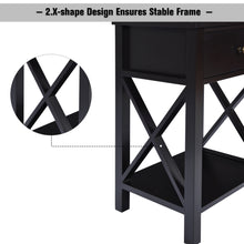 Load image into Gallery viewer, Gymax Set of 2 Nightstand Sofa Side End Table X-Design w/ Shelf Drawer Brown