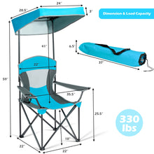 Load image into Gallery viewer, Gymax Folding Sunshade Chair Camping Chair Outdoor w/ Canopy Carrying Bag Blue