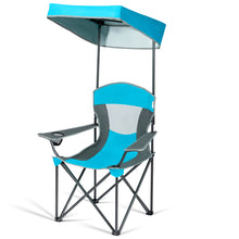 Load image into Gallery viewer, Gymax Folding Sunshade Chair Camping Chair Outdoor w/ Canopy Carrying Bag Blue
