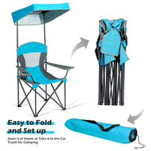 Load image into Gallery viewer, Gymax Folding Sunshade Chair Camping Chair Outdoor w/ Canopy Carrying Bag Blue