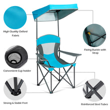 Load image into Gallery viewer, Gymax Folding Sunshade Chair Camping Chair Outdoor w/ Canopy Carrying Bag Blue