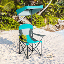 Load image into Gallery viewer, Gymax Folding Sunshade Chair Camping Chair Outdoor w/ Canopy Carrying Bag Turquoise