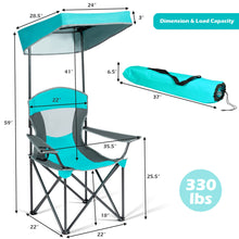 Load image into Gallery viewer, Gymax Folding Sunshade Chair Camping Chair Outdoor w/ Canopy Carrying Bag Turquoise