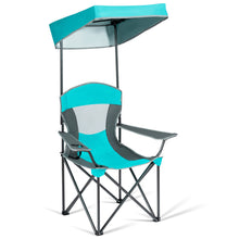 Load image into Gallery viewer, Gymax Folding Sunshade Chair Camping Chair Outdoor w/ Canopy Carrying Bag Turquoise