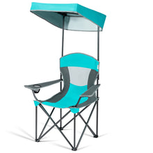 Load image into Gallery viewer, Gymax Folding Sunshade Chair Camping Chair Outdoor w/ Canopy Carrying Bag Turquoise