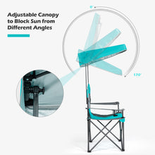Load image into Gallery viewer, Gymax Folding Sunshade Chair Camping Chair Outdoor w/ Canopy Carrying Bag Turquoise