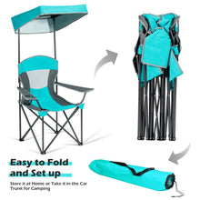 Load image into Gallery viewer, Gymax Folding Sunshade Chair Camping Chair Outdoor w/ Canopy Carrying Bag Turquoise