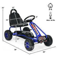 Load image into Gallery viewer, Gymax Kids Pedal Go Kart 4 Wheel Ride On Toys w/ Adjustable Seat & Handbrake Blue