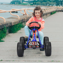 Load image into Gallery viewer, Gymax Kids Pedal Go Kart 4 Wheel Ride On Toys w/ Adjustable Seat & Handbrake Blue