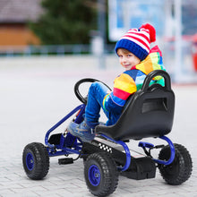 Load image into Gallery viewer, Gymax Kids Pedal Go Kart 4 Wheel Ride On Toys w/ Adjustable Seat & Handbrake Blue