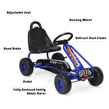 Load image into Gallery viewer, Gymax Kids Pedal Go Kart 4 Wheel Ride On Toys w/ Adjustable Seat & Handbrake Blue