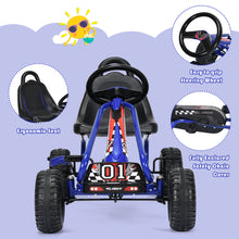 Load image into Gallery viewer, Gymax Kids Pedal Go Kart 4 Wheel Ride On Toys w/ Adjustable Seat & Handbrake Blue