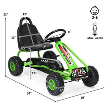 Load image into Gallery viewer, Gymax Kids Pedal Go Kart 4 Wheel Ride On Toys w/ Adjustable Seat & Handbrake Green