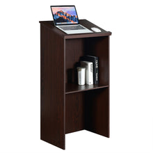 Load image into Gallery viewer, Gymax Wooden Floor Standing Podium Speaking Lectern w/ Adjustable Shelf & Pen Tray