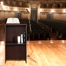 Load image into Gallery viewer, Gymax Wooden Floor Standing Podium Speaking Lectern w/ Adjustable Shelf & Pen Tray