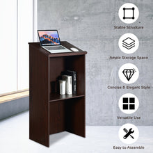 Load image into Gallery viewer, Gymax Wooden Floor Standing Podium Speaking Lectern w/ Adjustable Shelf & Pen Tray