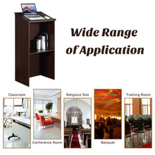 Load image into Gallery viewer, Gymax Wooden Floor Standing Podium Speaking Lectern w/ Adjustable Shelf & Pen Tray