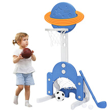 Load image into Gallery viewer, Gymax 3 in 1 Kids Basketball Hoop Set Adjustable Sports Activity Center w/ Balls Blue