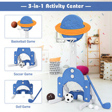 Load image into Gallery viewer, Gymax 3 in 1 Kids Basketball Hoop Set Adjustable Sports Activity Center w/ Balls Blue