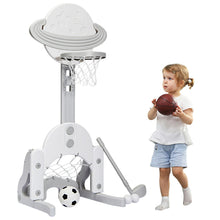 Load image into Gallery viewer, Gymax 3 in 1 Kids Basketball Hoop Set Adjustable Sports Activity Center w/ Balls White