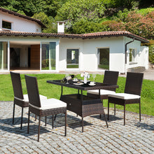Load image into Gallery viewer, Gymax 5PCS Rattan Patio Dining Table & Chair Set Outdoor Furniture Set w/ Cushion