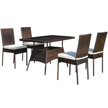 Load image into Gallery viewer, Gymax 5PCS Rattan Patio Dining Table & Chair Set Outdoor Furniture Set w/ Cushion