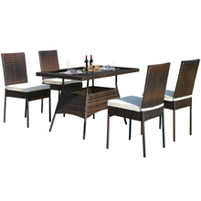Load image into Gallery viewer, Gymax 5PCS Rattan Patio Dining Table & Chair Set Outdoor Furniture Set w/ Cushion