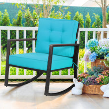 Load image into Gallery viewer, Gymax Outdoor Wicker Rocking Chair Patio Lawn Rattan Single Chair Glider w/ Turquoise Cushion