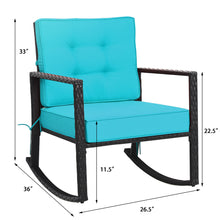 Load image into Gallery viewer, Gymax Outdoor Wicker Rocking Chair Patio Lawn Rattan Single Chair Glider w/ Turquoise Cushion
