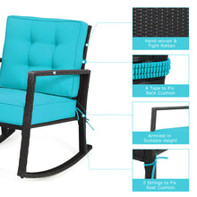 Load image into Gallery viewer, Gymax Outdoor Wicker Rocking Chair Patio Lawn Rattan Single Chair Glider w/ Turquoise Cushion