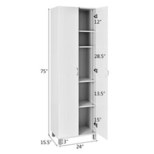 Load image into Gallery viewer, Gymax 2-Door Tall Storage Cabinet Kitchen Pantry Cupboard Organizer Furniture White