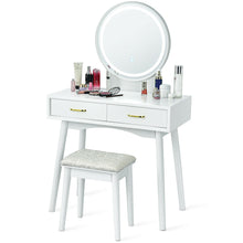 Load image into Gallery viewer, Gymax Vanity Dressing Table Set Touch Screen 3 Lighting Modes Mirror Padded Stool