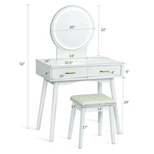 Load image into Gallery viewer, Gymax Vanity Dressing Table Set Touch Screen 3 Lighting Modes Mirror Padded Stool