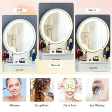 Load image into Gallery viewer, Gymax Vanity Dressing Table Set Touch Screen 3 Lighting Modes Mirror Padded Stool