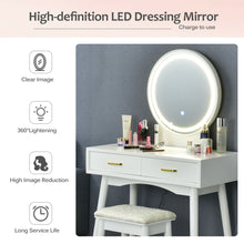 Load image into Gallery viewer, Gymax Vanity Dressing Table Set Touch Screen 3 Lighting Modes Mirror Padded Stool