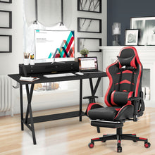 Load image into Gallery viewer, Gymax Gaming Desk&Massage Gaming Chair Set w/ Footrest Monitor Shelf Power Strip Red