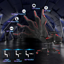 Load image into Gallery viewer, Gymax Gaming Desk&Massage Gaming Chair Set w/ Footrest Monitor Shelf Power Strip Red