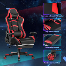 Load image into Gallery viewer, Gymax Gaming Desk&Massage Gaming Chair Set w/ Footrest Monitor Shelf Power Strip Red